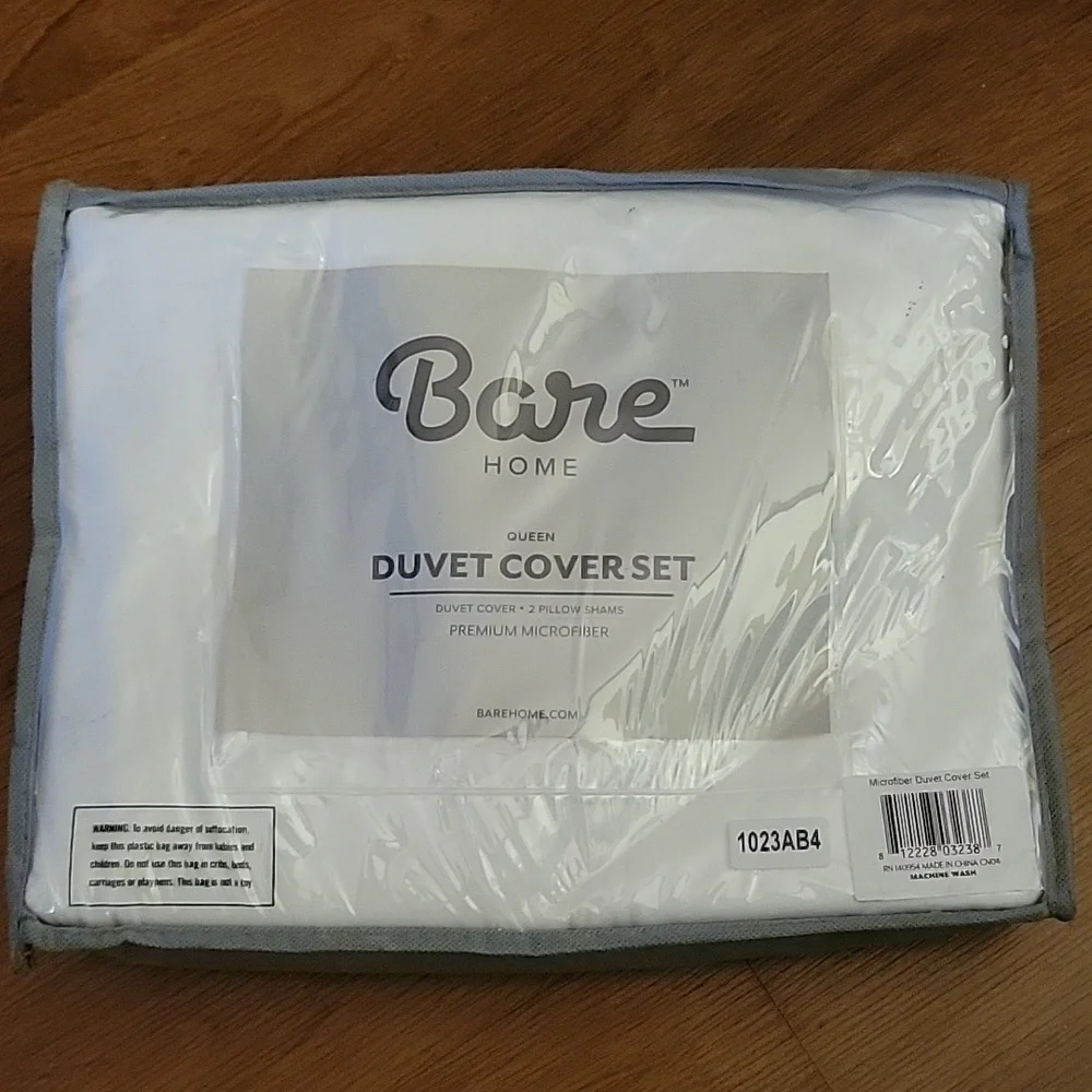 Bare Home Queen White premium duvet cover set 1800 super soft microfiber New